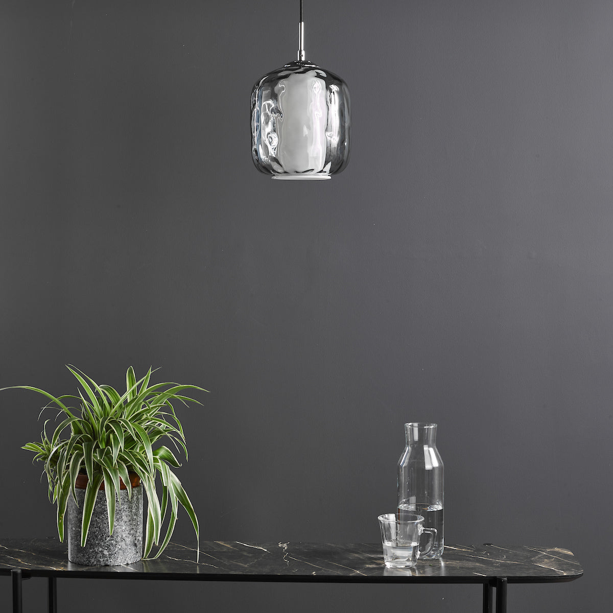 MAJELLA 1LT PENDANT POL CHR WITH SMOKED GLS