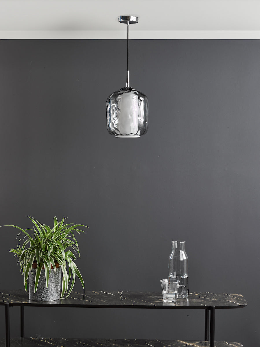 MAJELLA 1LT PENDANT POL CHR WITH SMOKED GLS
