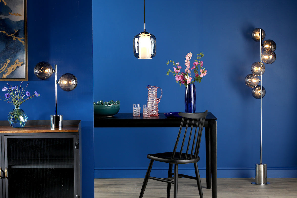 MAJELLA 1LT PENDANT POL CHR WITH SMOKED GLS