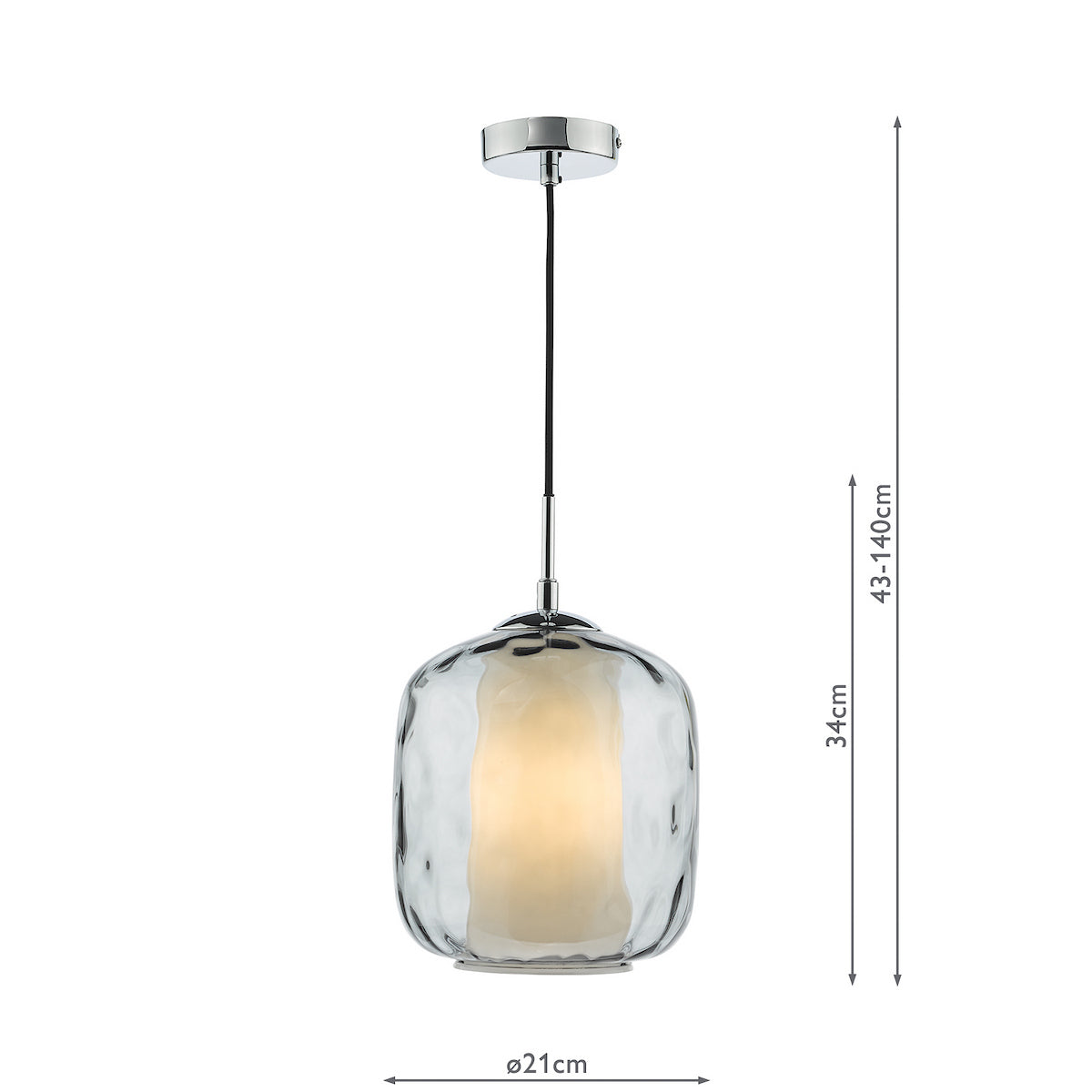 MAJELLA 1LT PENDANT POL CHR WITH SMOKED GLS