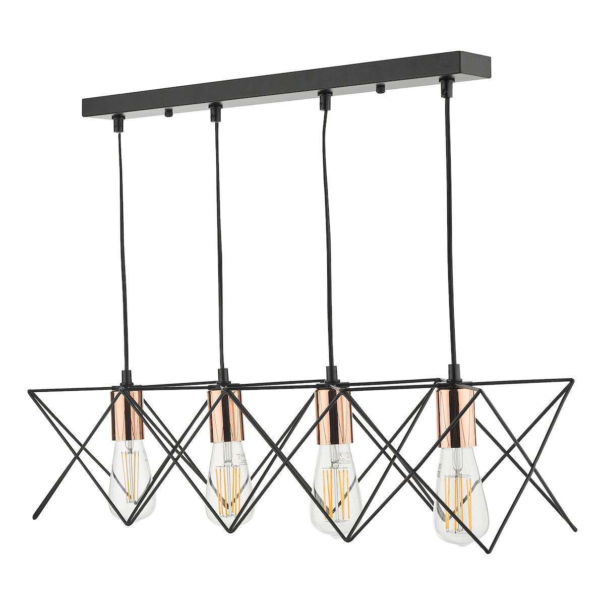 MIDI 4LT BAR PENDANT BLACK AND COPPER