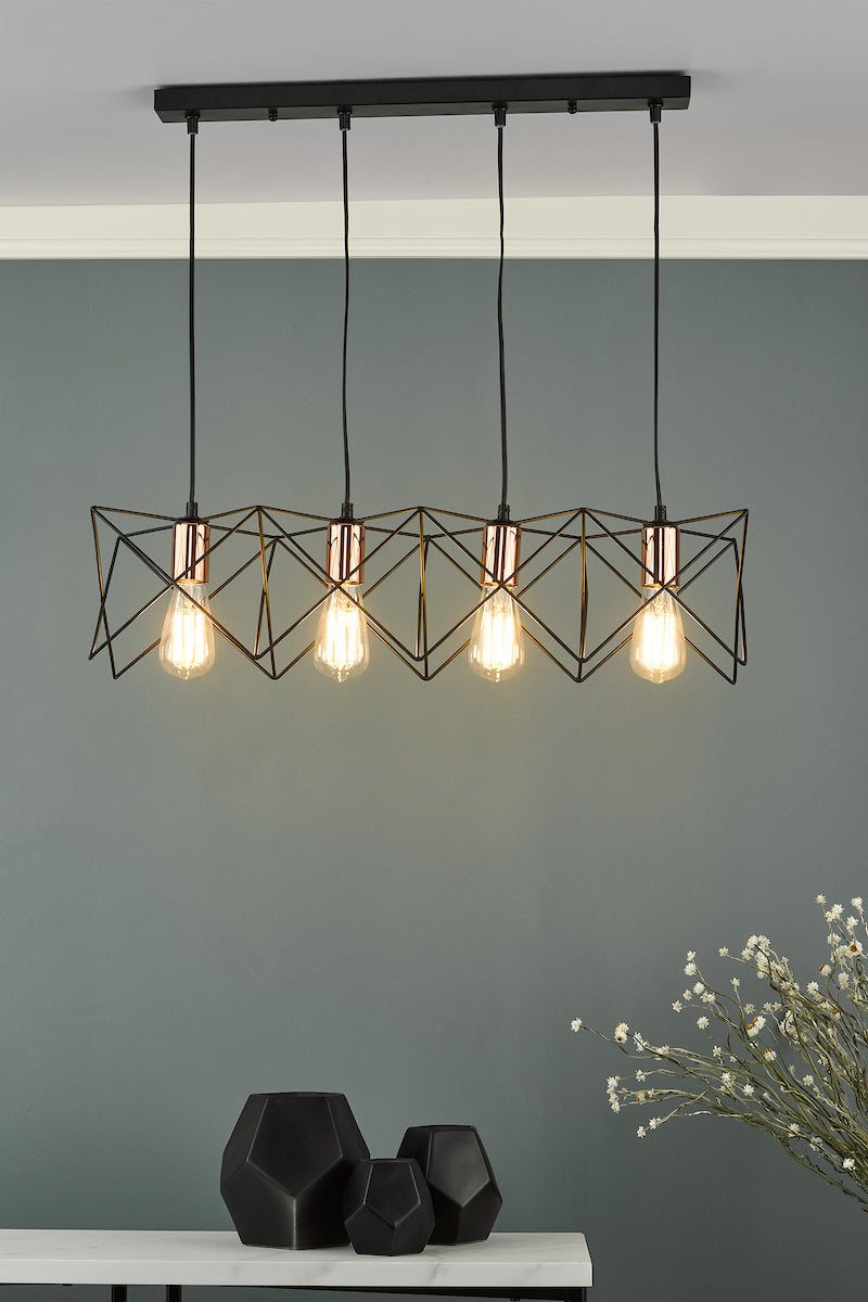 MIDI 4LT BAR PENDANT BLACK AND COPPER