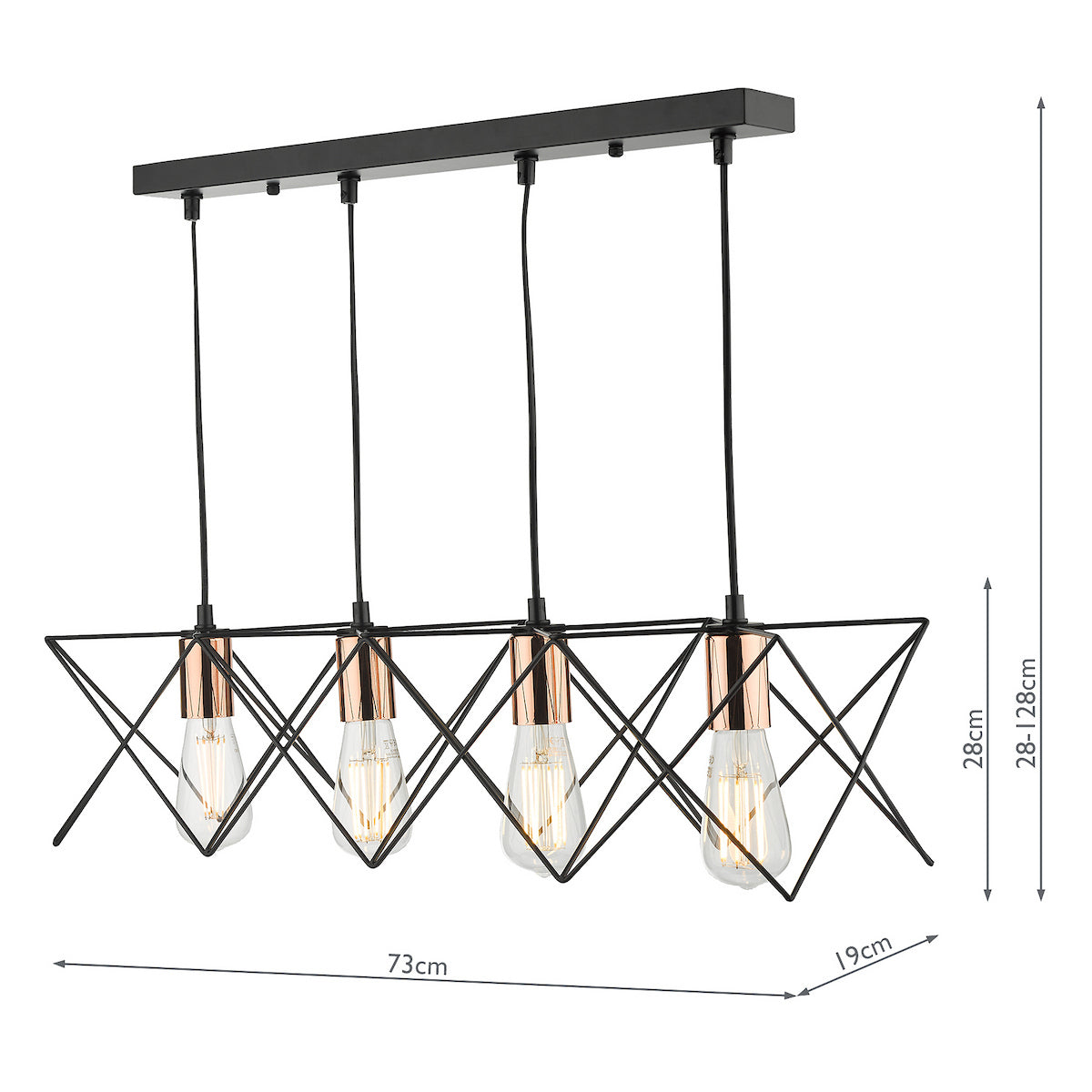 MIDI 4LT BAR PENDANT BLACK AND COPPER