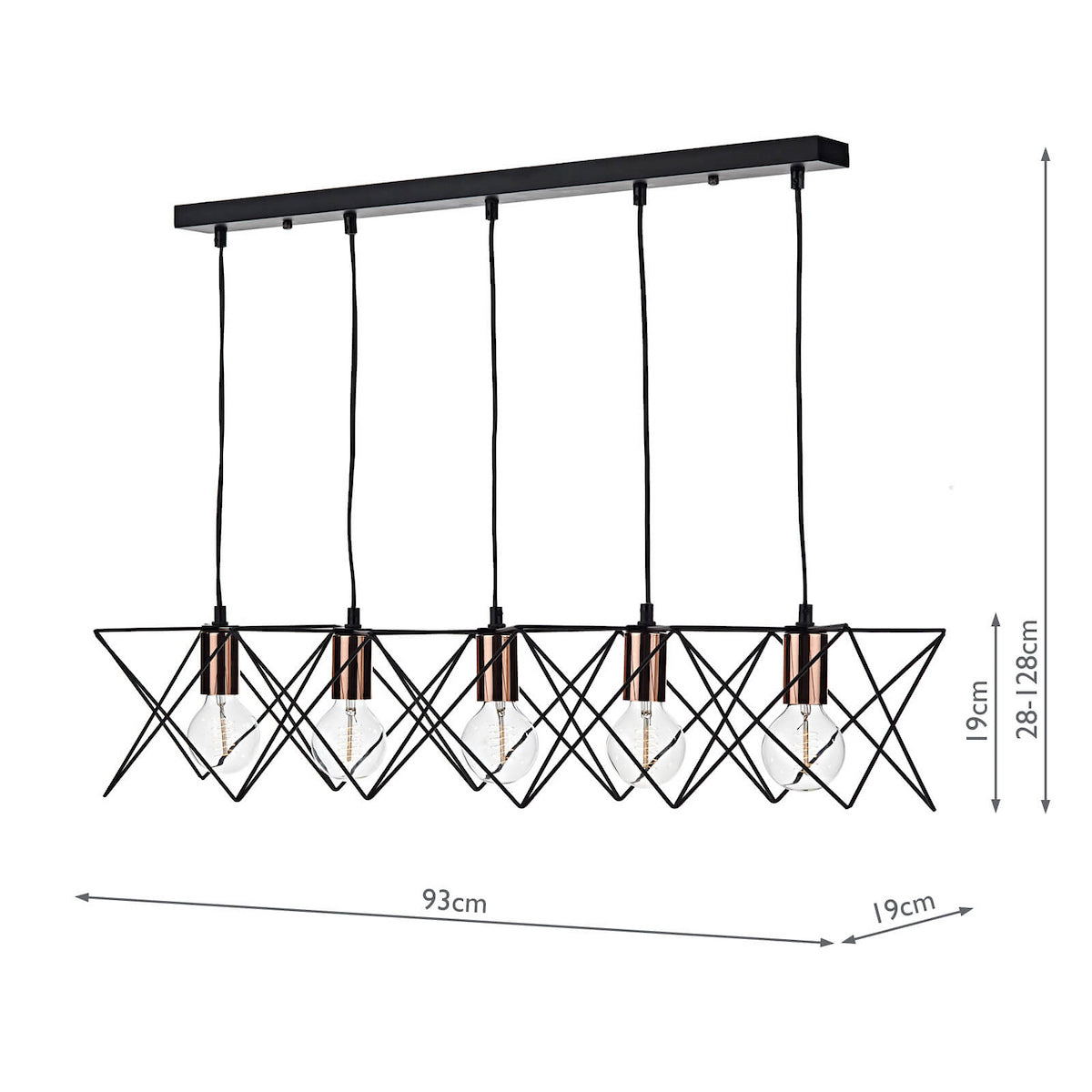 MIDI 5LT BAR PENDANT BLACK AND COPPER