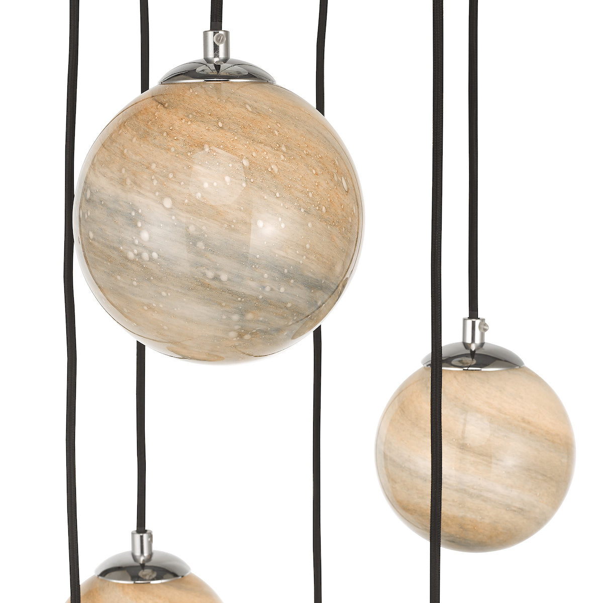 MIKARA 6LT CLUSTER MARBLE EFFECT GLASS & POL CHR
