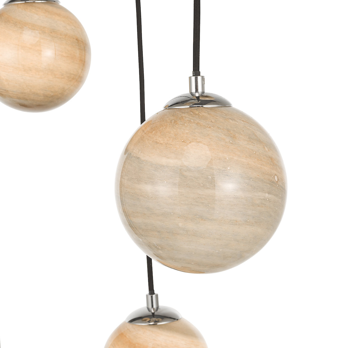 MIKARA 6LT CLUSTER MARBLE EFFECT GLASS & POL CHR