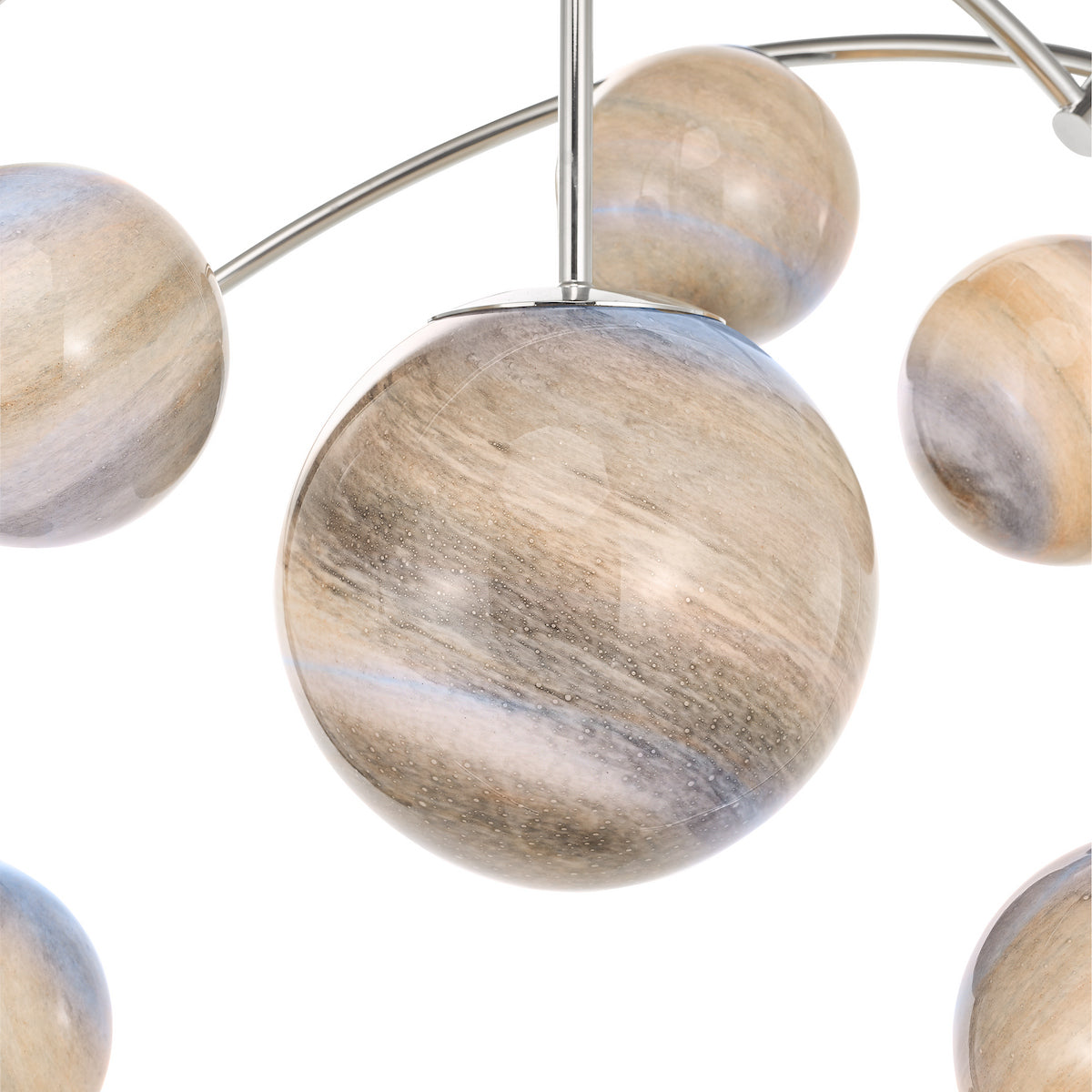 MIKARA 7LT PENDANT MARBLE EFFECT GLASS & POL CHR