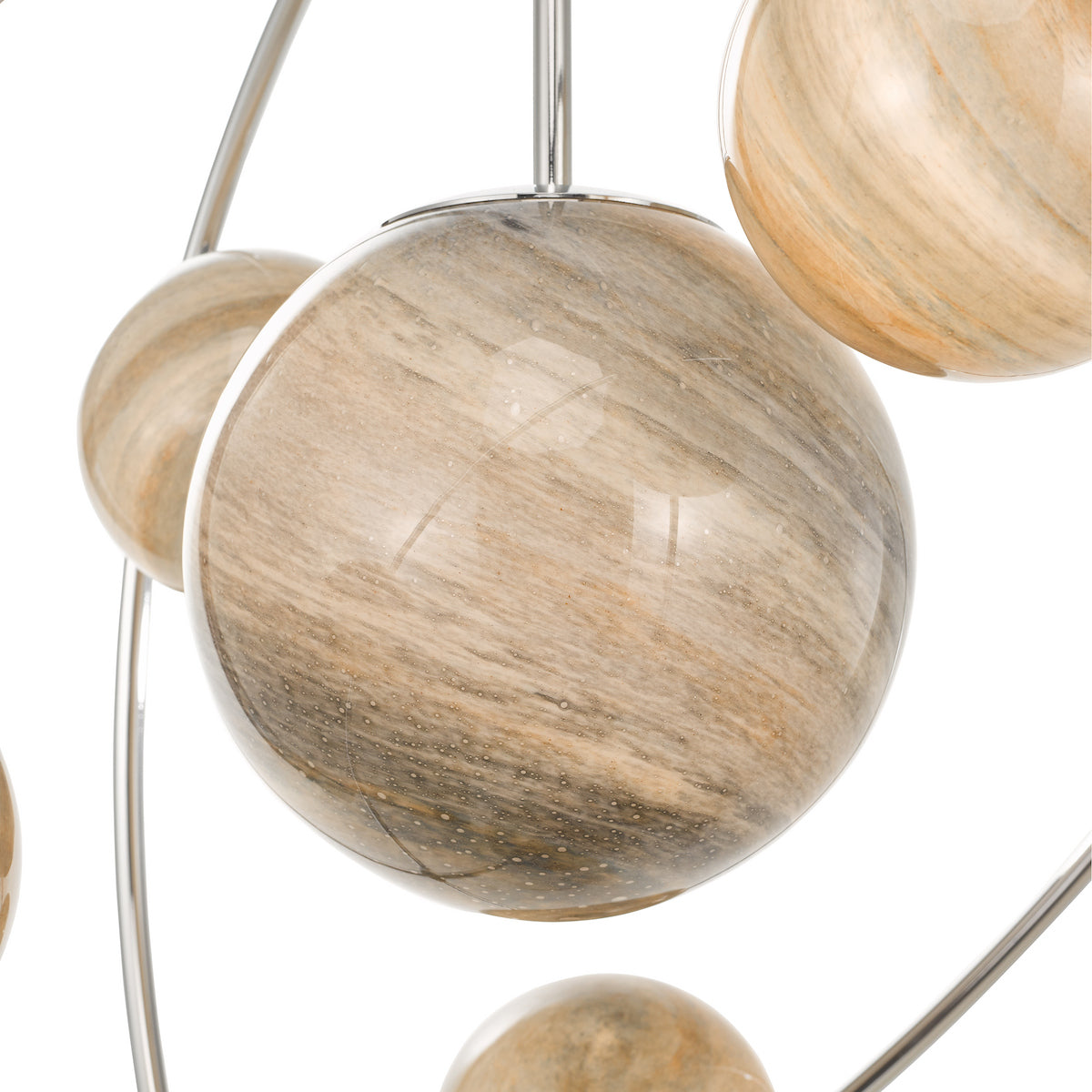 MIKARA 7LT PENDANT MARBLE EFFECT GLASS & POL CHR