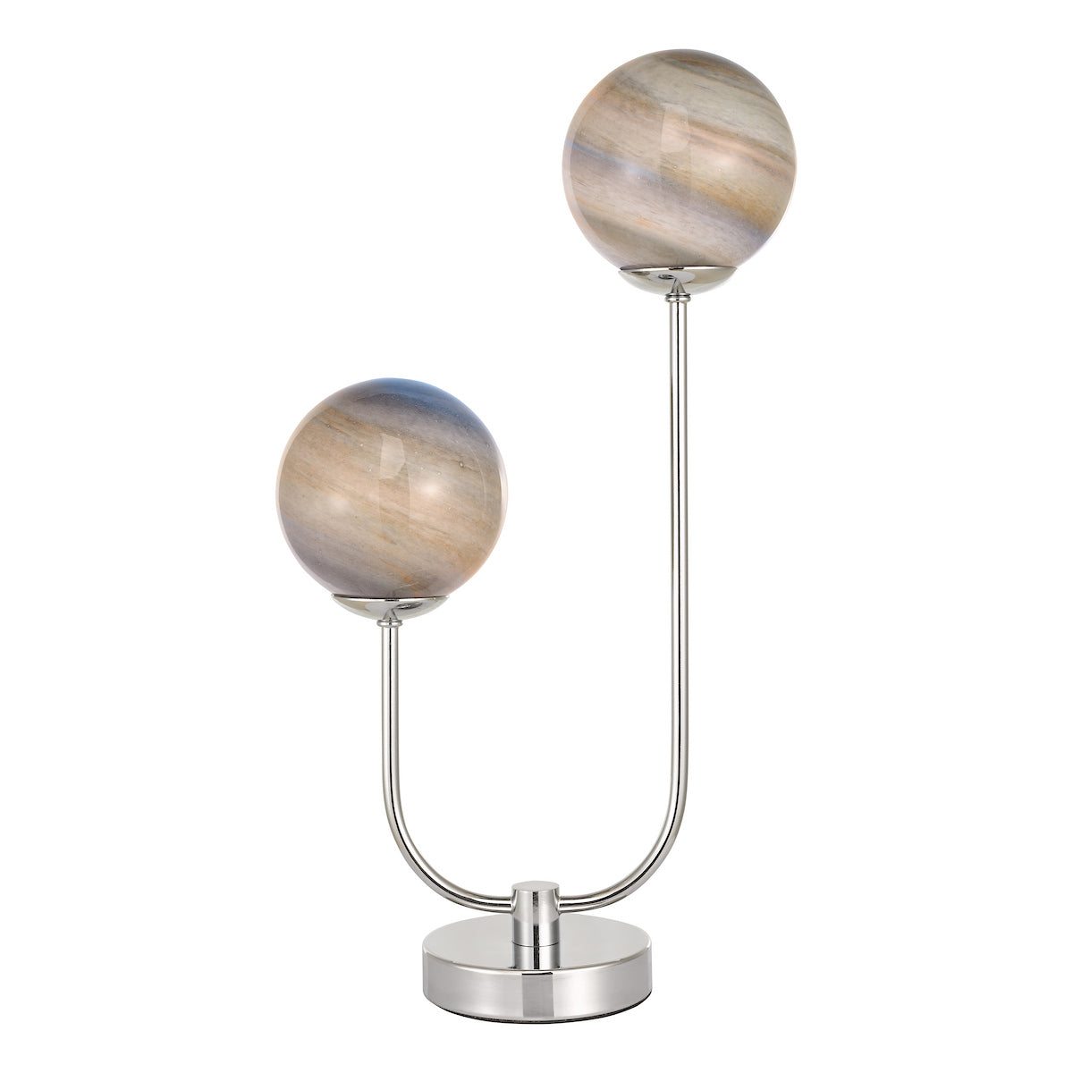 MIKARA 2LT TABLE LAMP MARBLE EFFECT GLASS & POL CH