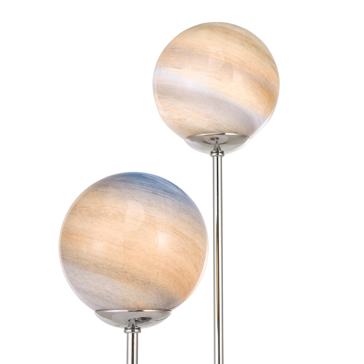 MIKARA 2LT TABLE LAMP MARBLE EFFECT GLASS & POL CH