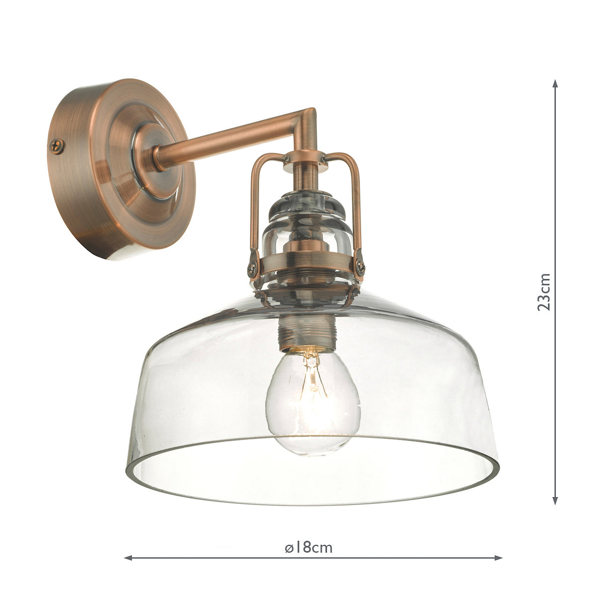MILES WALL LIGHT ANT COPPER SMOKED GLASS