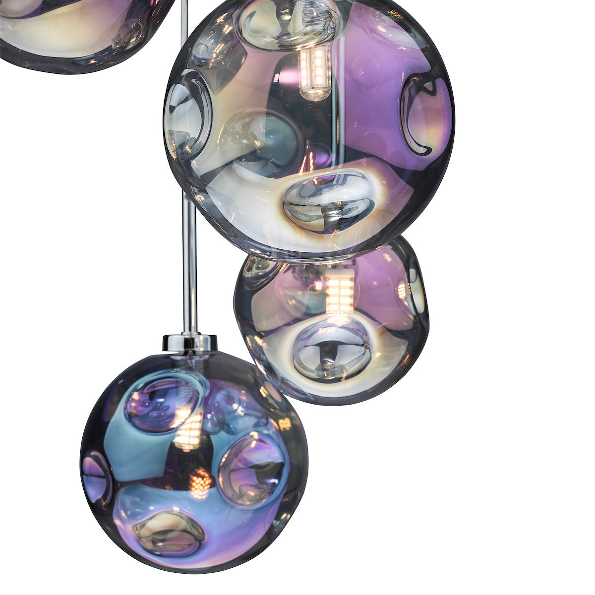 MIRA 6LT CLUSTER PENDANT DIMPLE IRIDISED GLASS