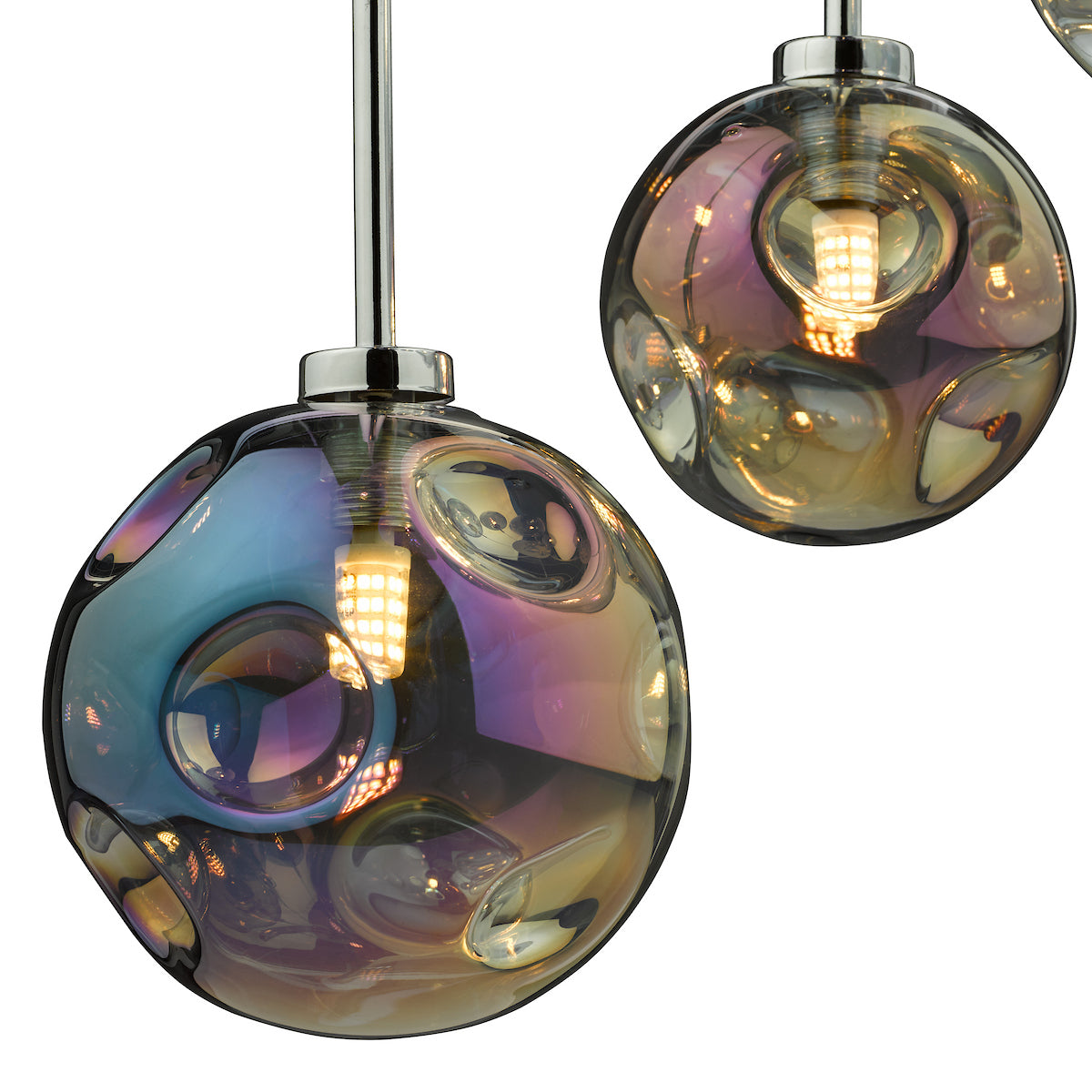 MIRA 6LT CLUSTER PENDANT DIMPLE IRIDISED GLASS
