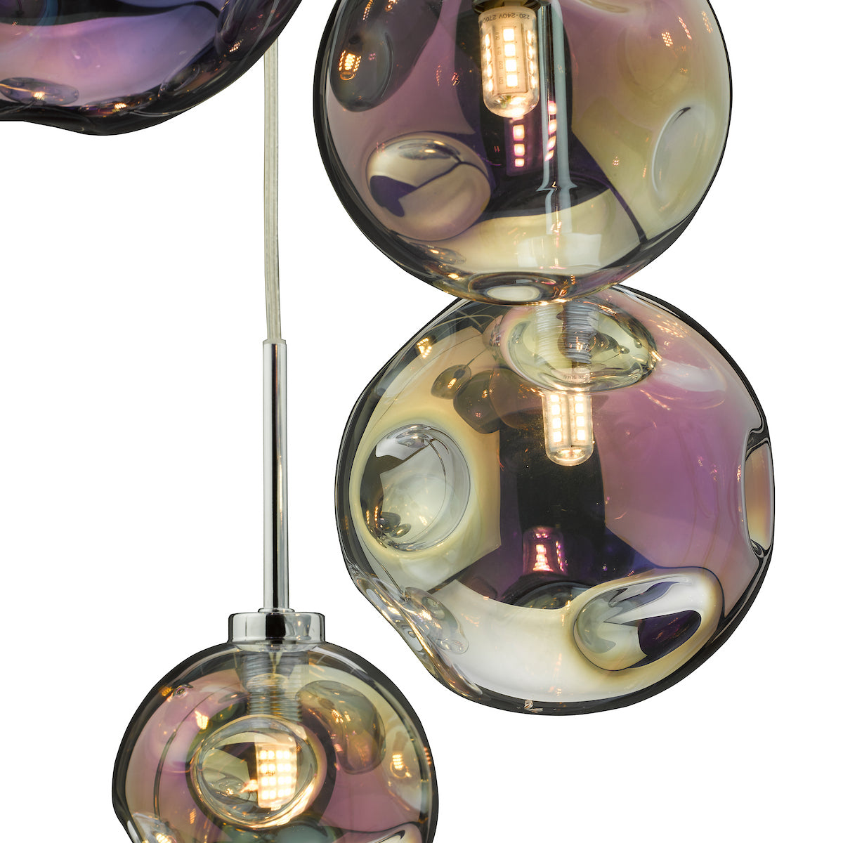 MIRA 6LT CLUSTER PENDANT DIMPLE IRIDISED GLASS