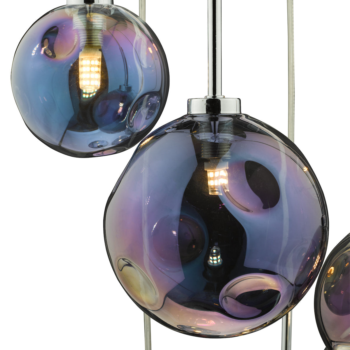 MIRA 6LT CLUSTER PENDANT DIMPLE IRIDISED GLASS