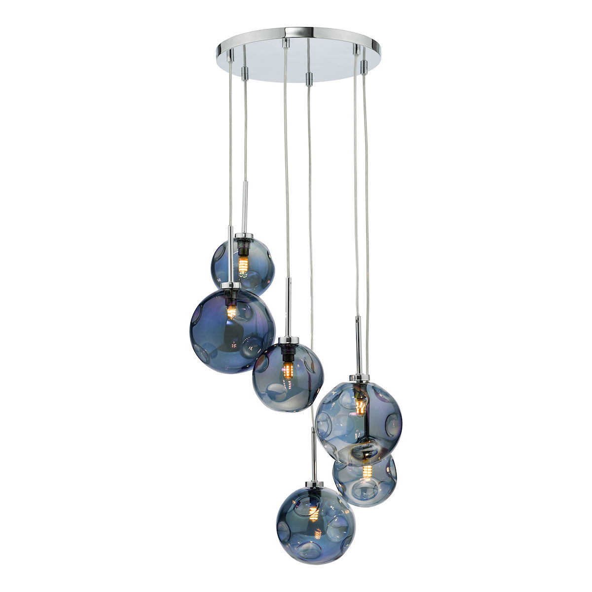 MIRA 6LT CLUSTER PENDANT DIMPLE IRIDISED GLASS