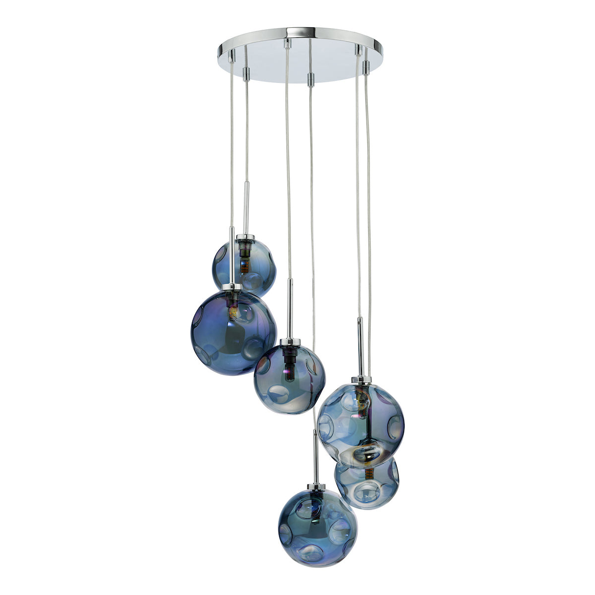 MIRA 6LT CLUSTER PENDANT DIMPLE IRIDISED GLASS