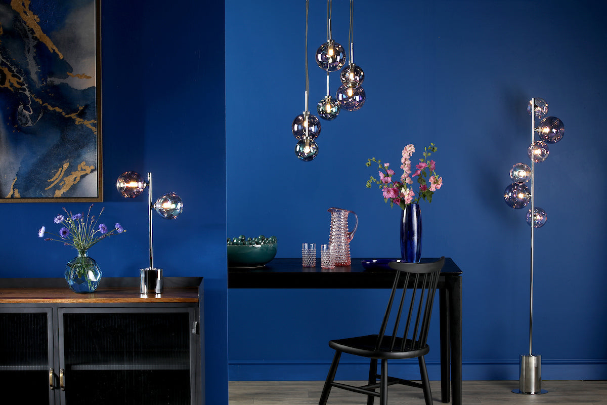 MIRA 6LT CLUSTER PENDANT DIMPLE IRIDISED GLASS