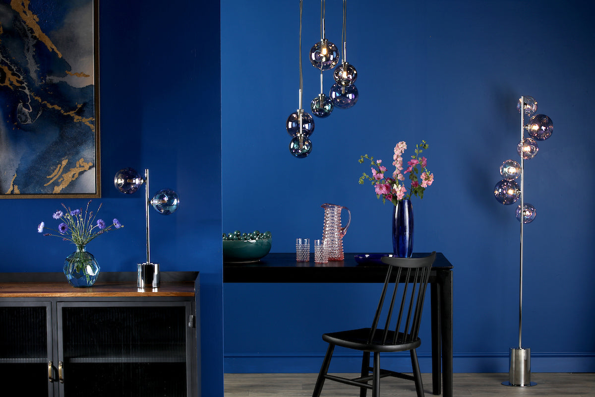 MIRA 6LT CLUSTER PENDANT DIMPLE IRIDISED GLASS