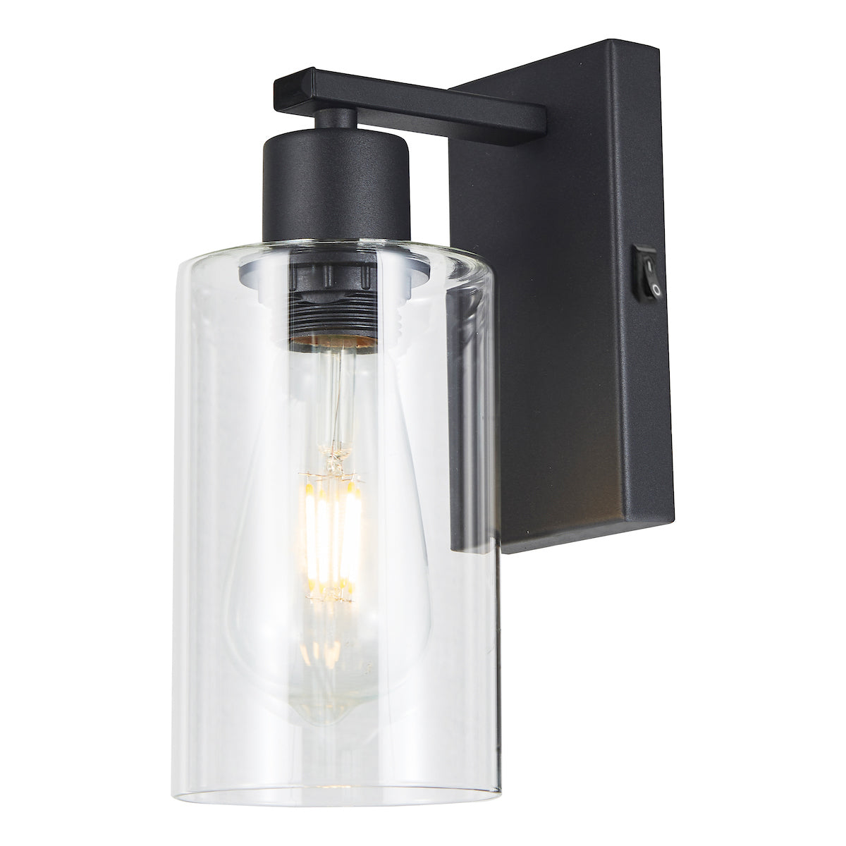 MIU 1LT WALL LIGHT MATT BLACK CLEAR GLASS