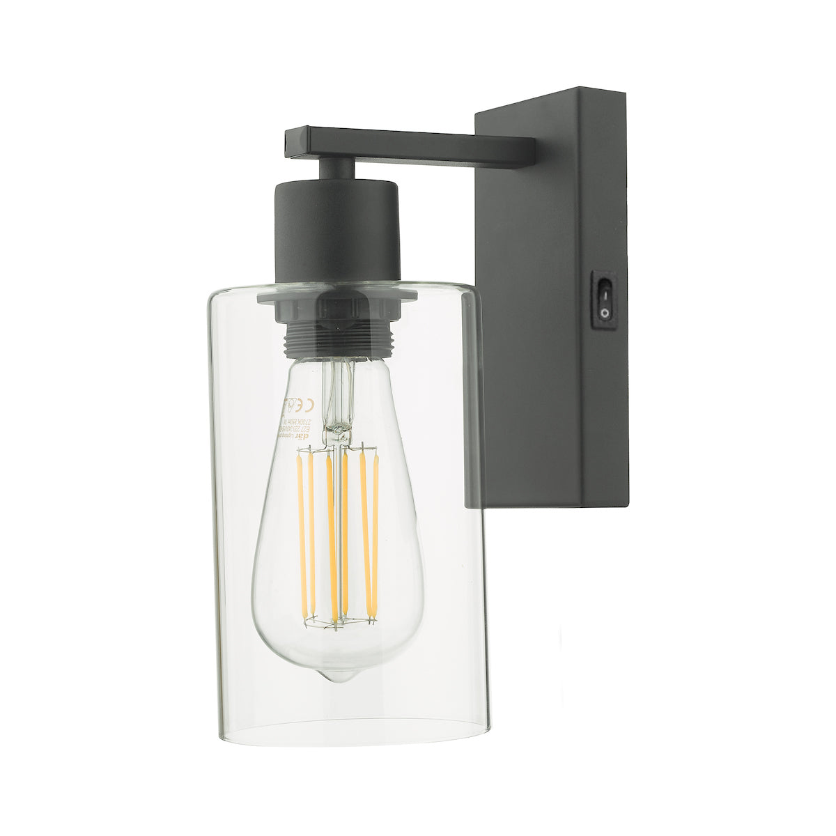 MIU 1LT WALL LIGHT MATT BLACK CLEAR GLASS