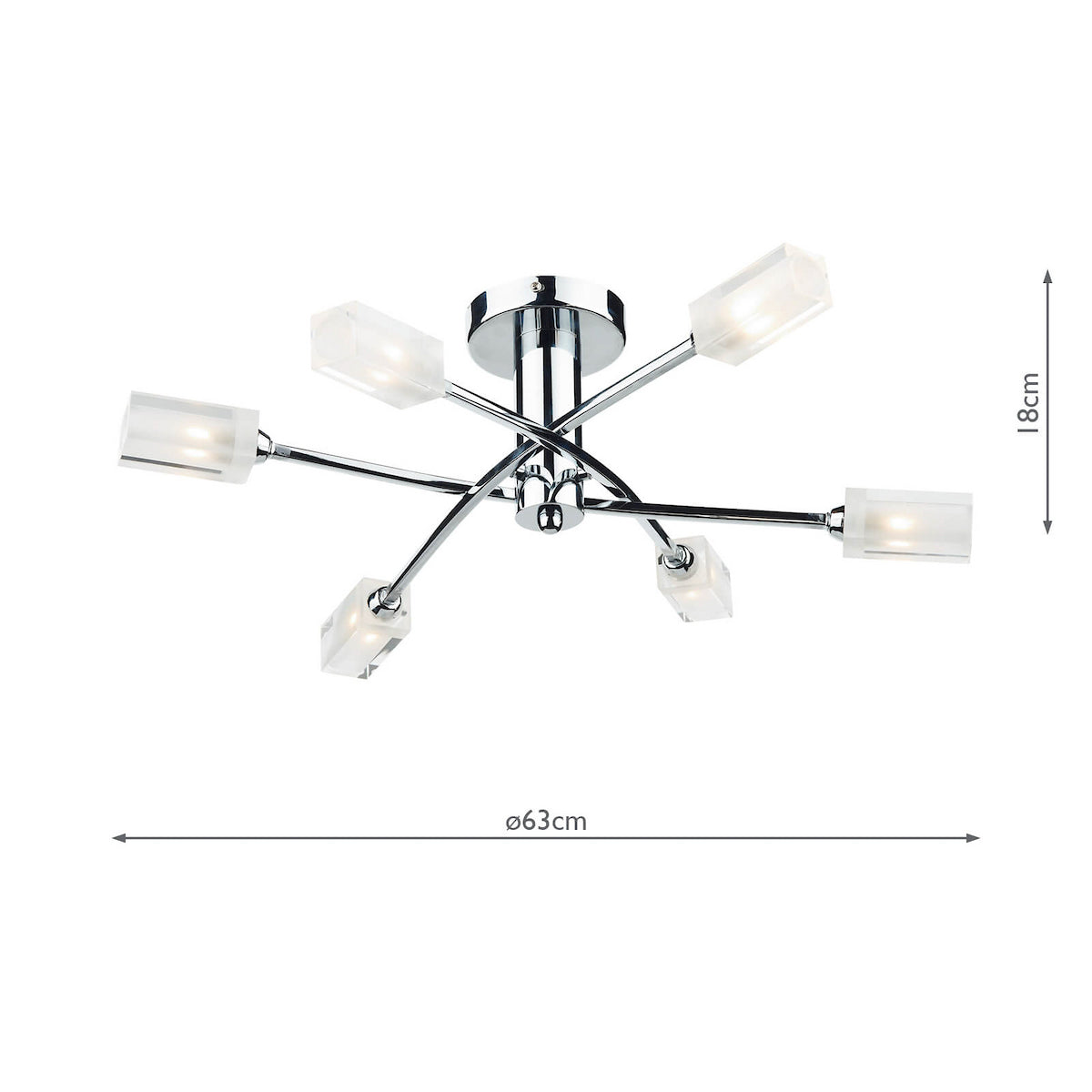MORGAN 6LT SEMI FLUSH POL CHR