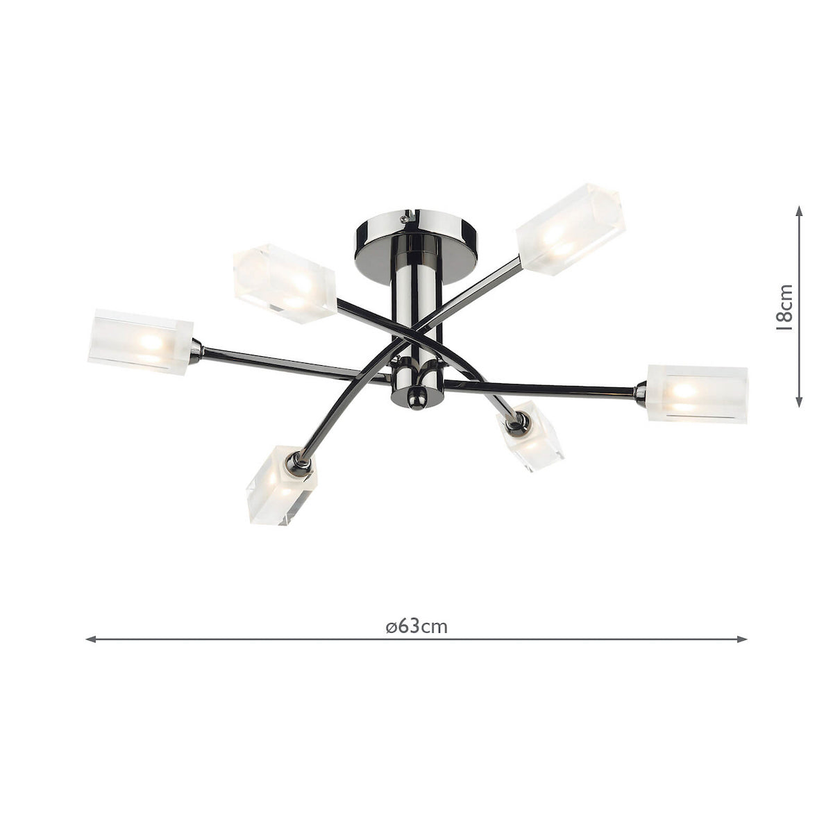 MORGAN 6LT SEMI FLUSH BLK CHR