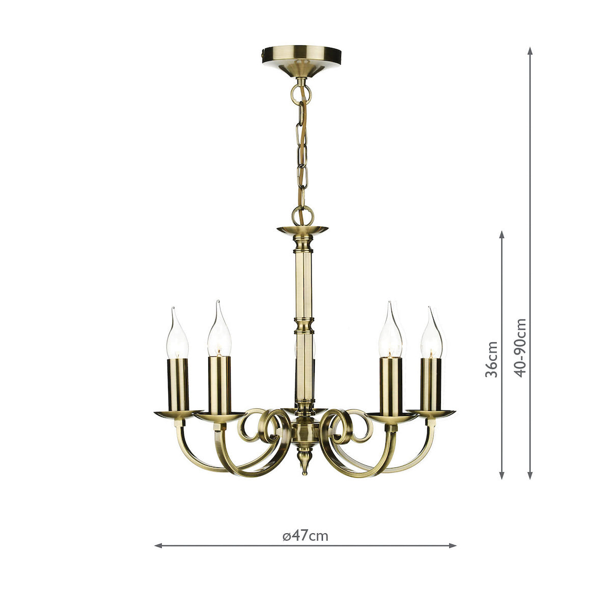 MURRAY 5 LIGHT DUAL MOUNT PENDANT ANT BRASS