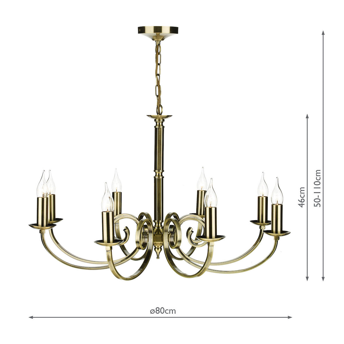 MURRAY 8 LIGHT DUAL MOUNT PENDANT ANT BRASS