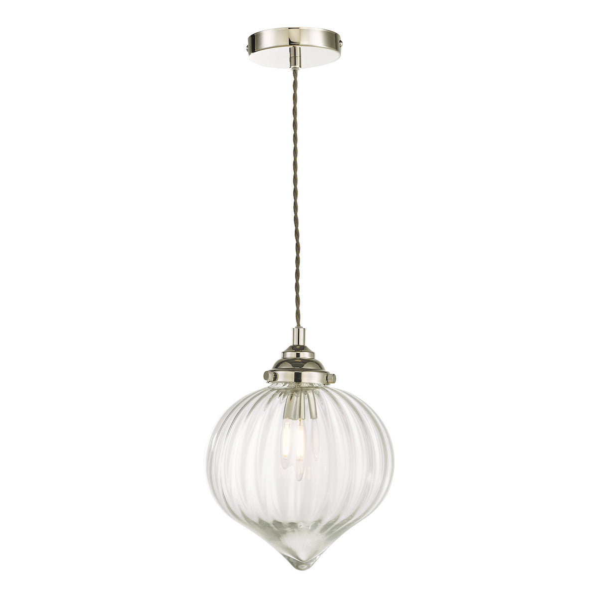 MYA 1LT PENDANT POLISHED NICKEL CLEAR GLASS
