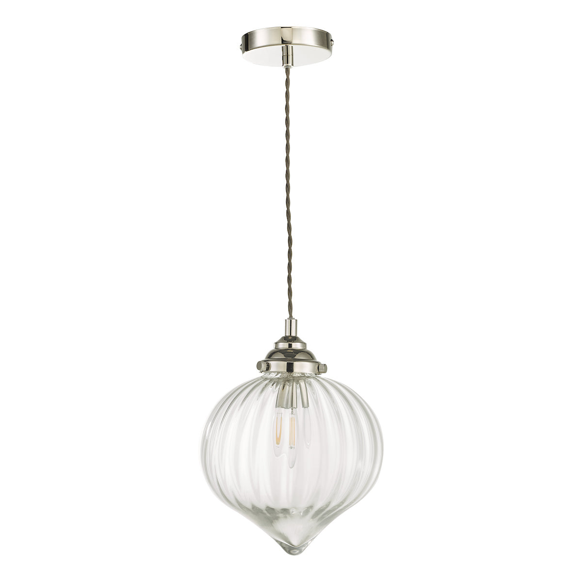 MYA 1LT PENDANT POLISHED NICKEL CLEAR GLASS