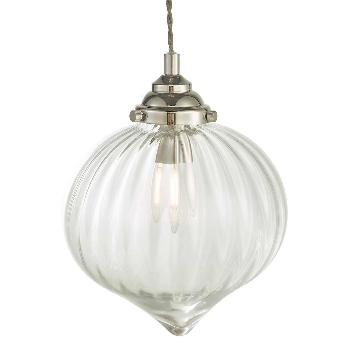 MYA 1LT PENDANT POLISHED NICKEL CLEAR GLASS