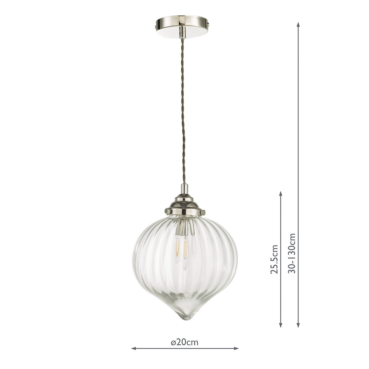 MYA 1LT PENDANT POLISHED NICKEL CLEAR GLASS