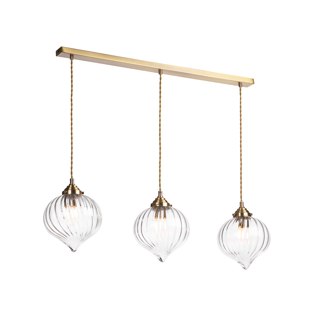 MYA 3LT BAR PENDANT ANTIQUE BRASS CLEAR GLASS