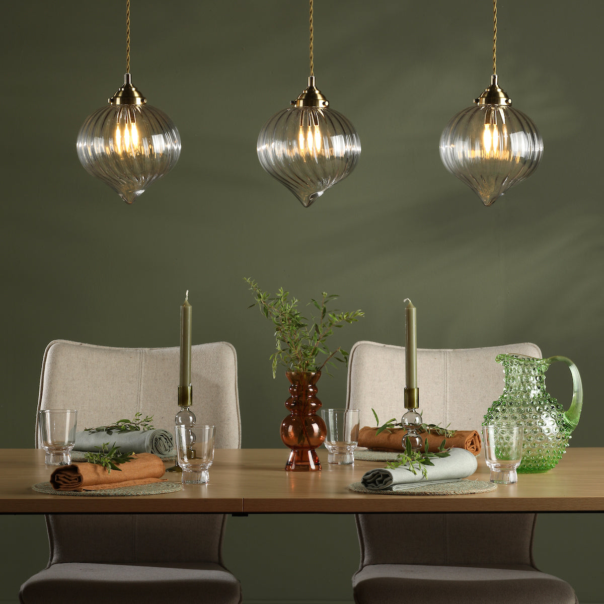 MYA 3LT BAR PENDANT ANTIQUE BRASS CLEAR GLASS