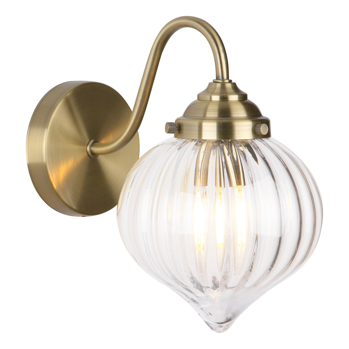 MYA 1LT WALL LIGHT ANTIQUE BRASS CLEAR GLASS