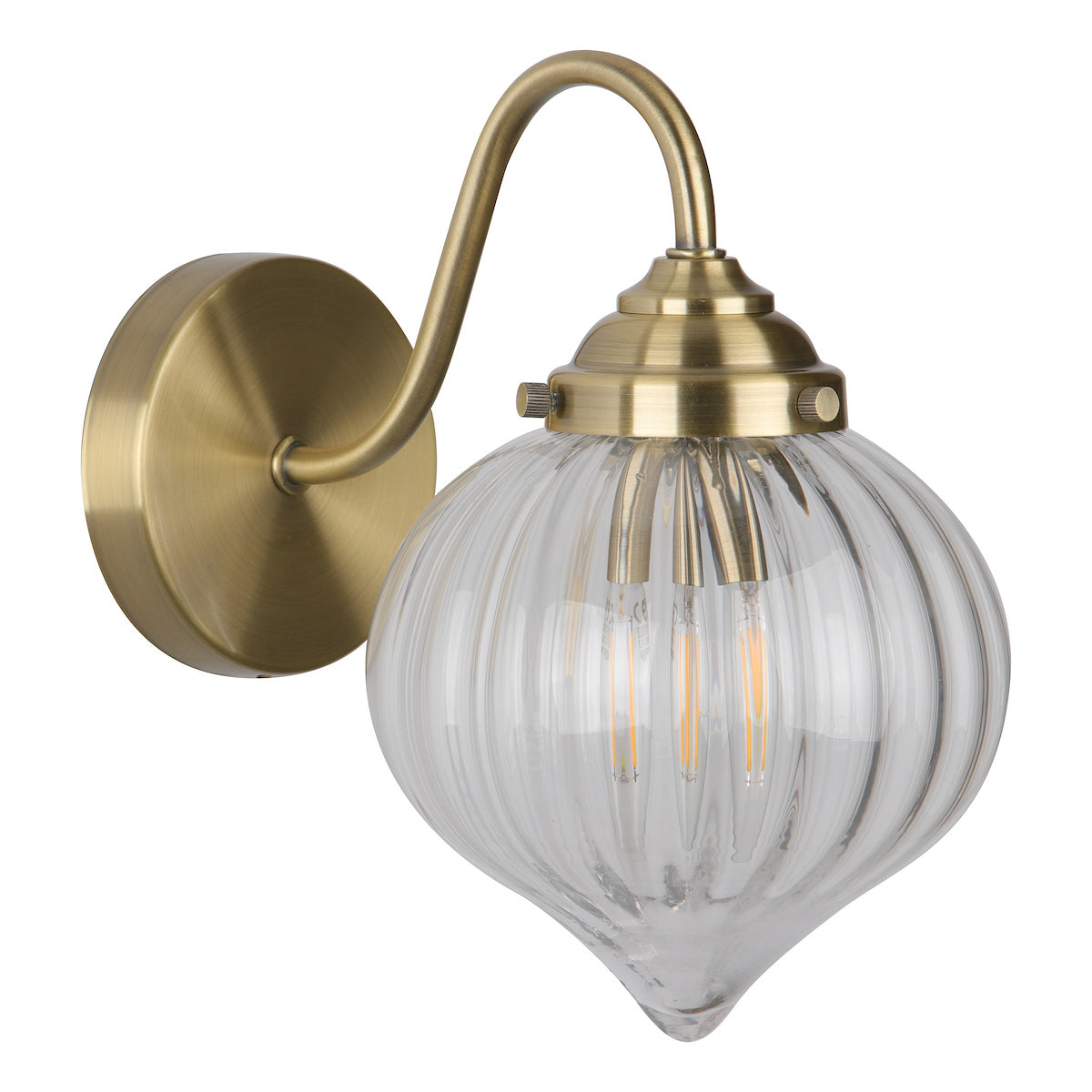 MYA 1LT WALL LIGHT ANTIQUE BRASS CLEAR GLASS