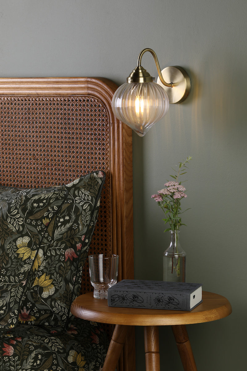 MYA 1LT WALL LIGHT ANTIQUE BRASS CLEAR GLASS