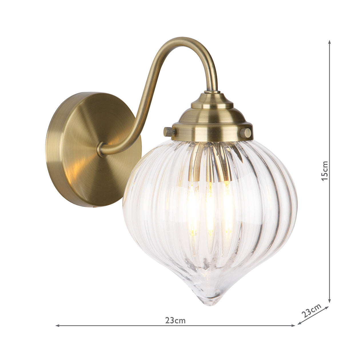 MYA 1LT WALL LIGHT ANTIQUE BRASS CLEAR GLASS