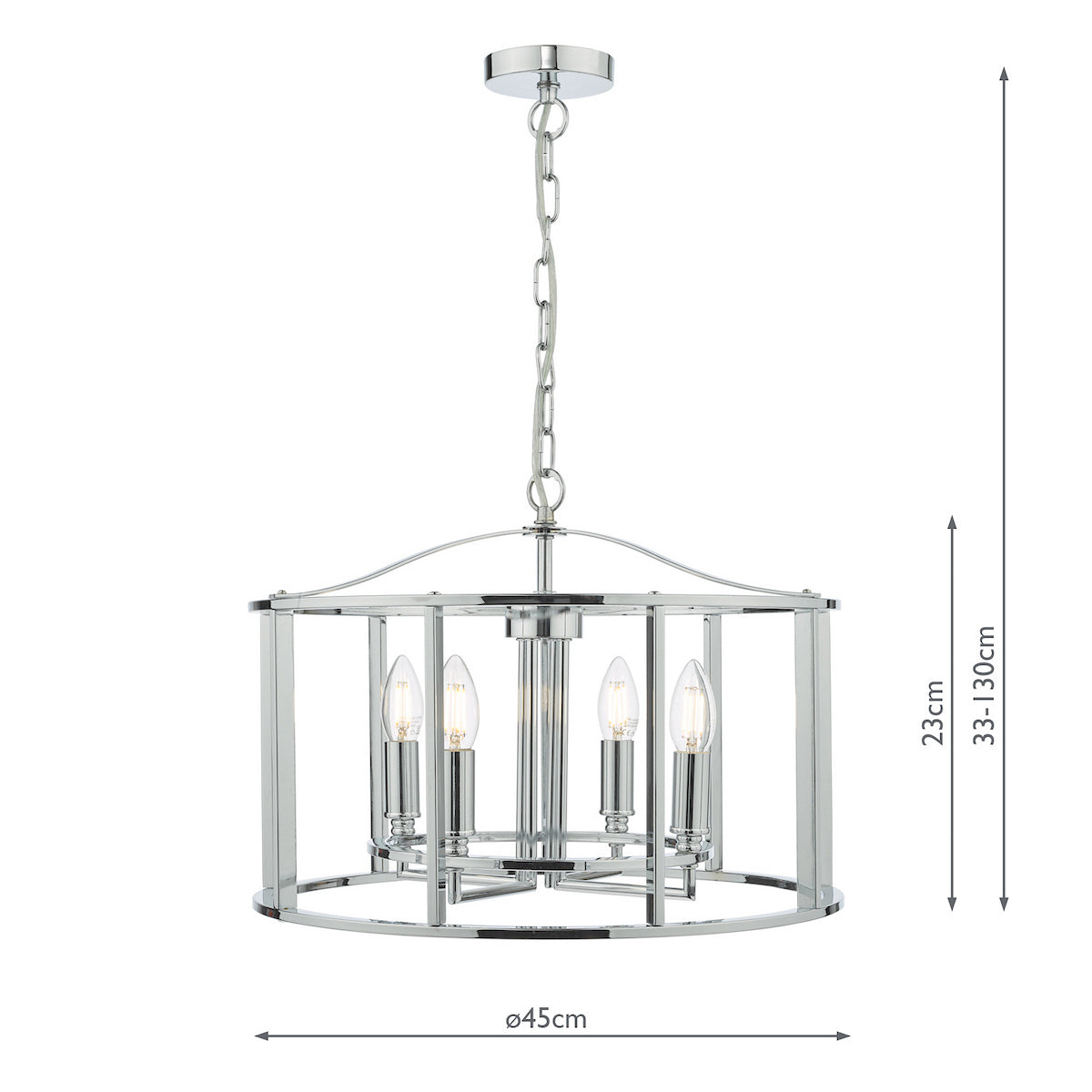 MYKA 4LT PENDANT POL CHR