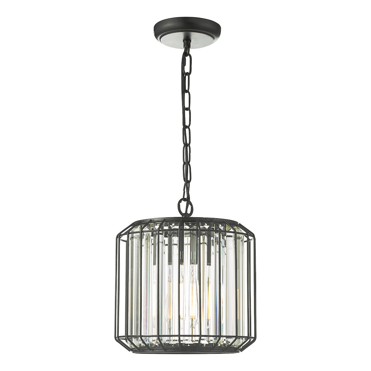 NAEVA 1LT PENDANT MATT BLACK & GLASS