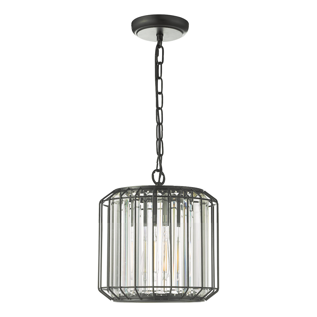 NAEVA 1LT PENDANT MATT BLACK & GLASS