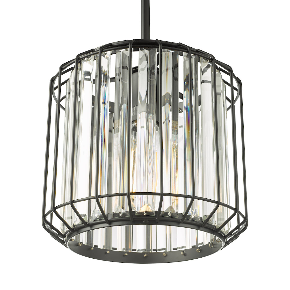 NAEVA 1LT PENDANT MATT BLACK & GLASS