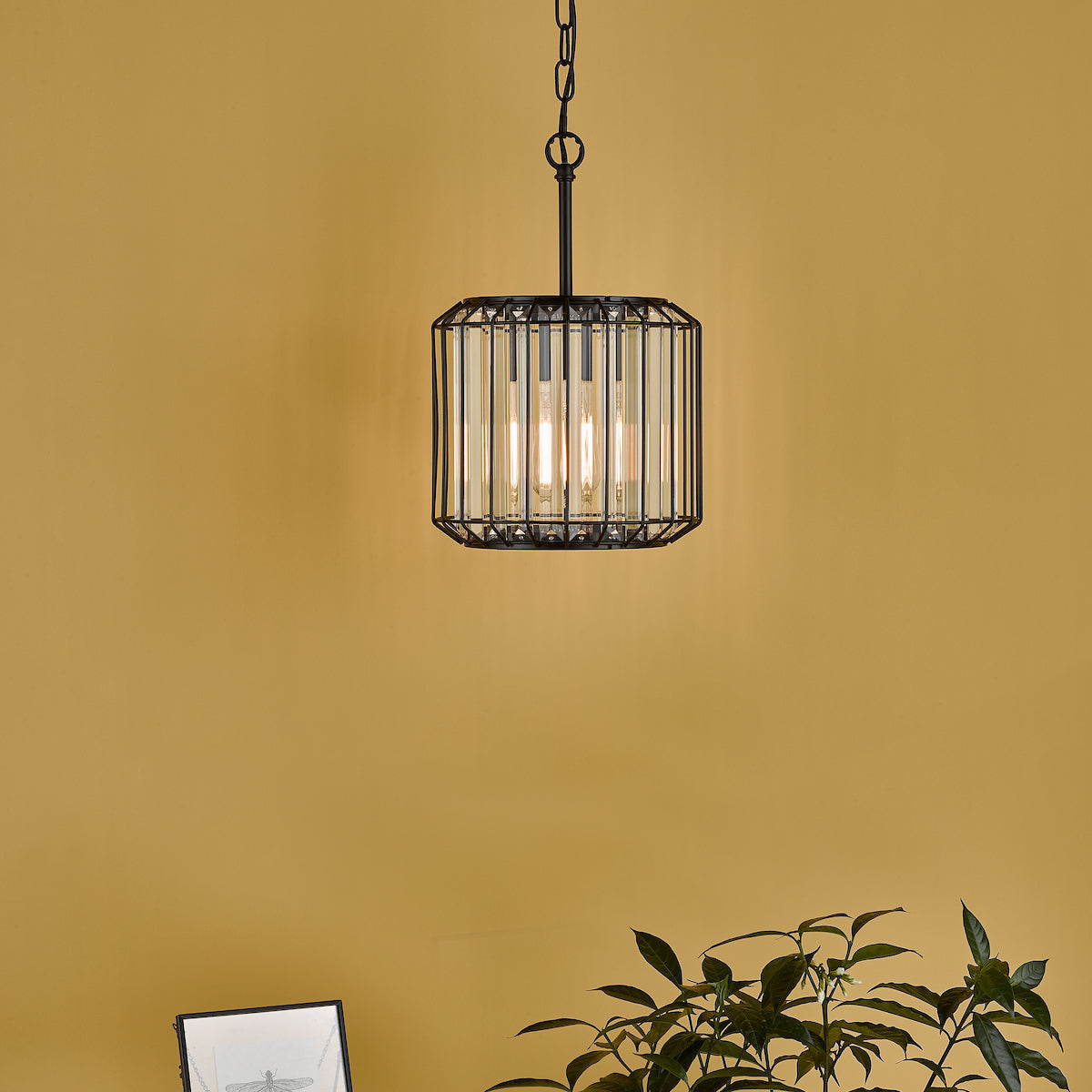 NAEVA 1LT PENDANT MATT BLACK & GLASS