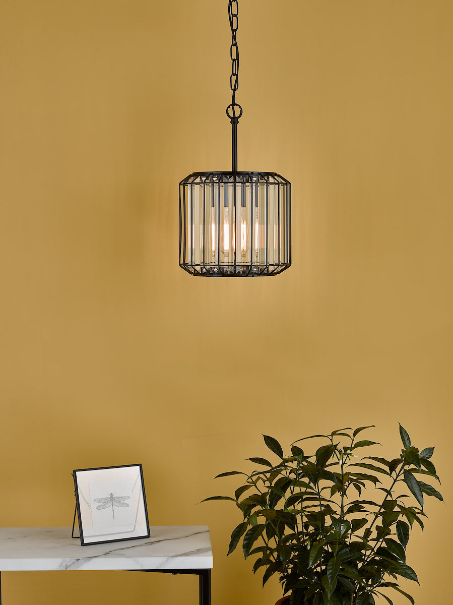 NAEVA 1LT PENDANT MATT BLACK & GLASS