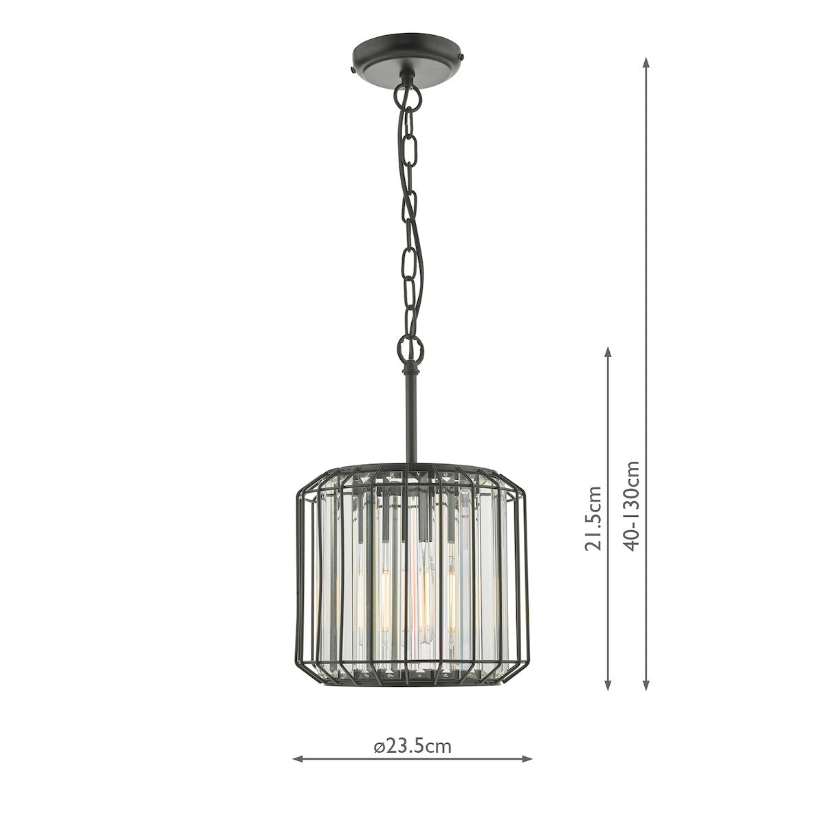 NAEVA 1LT PENDANT MATT BLACK & GLASS