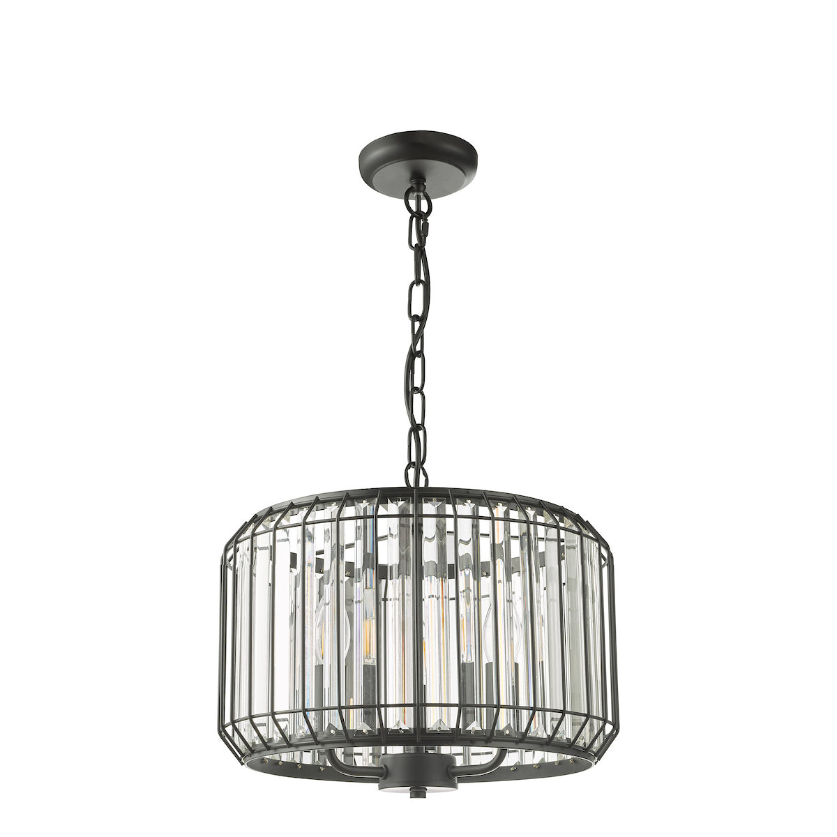NAEVA 3LT PENDANT MATT BLACK & GLASS