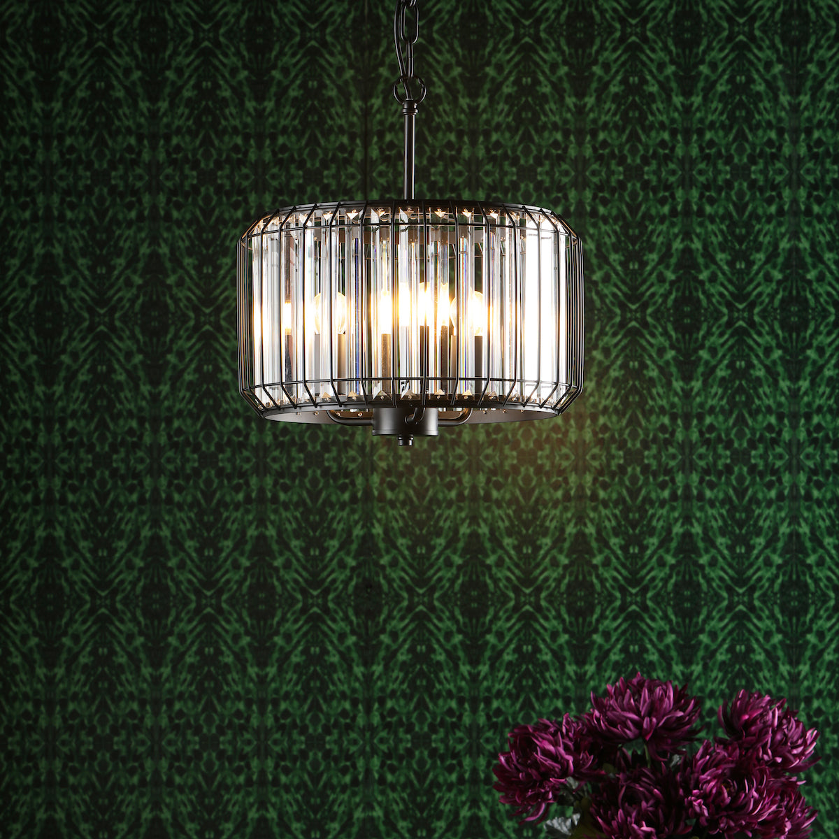 NAEVA 3LT PENDANT MATT BLACK & GLASS