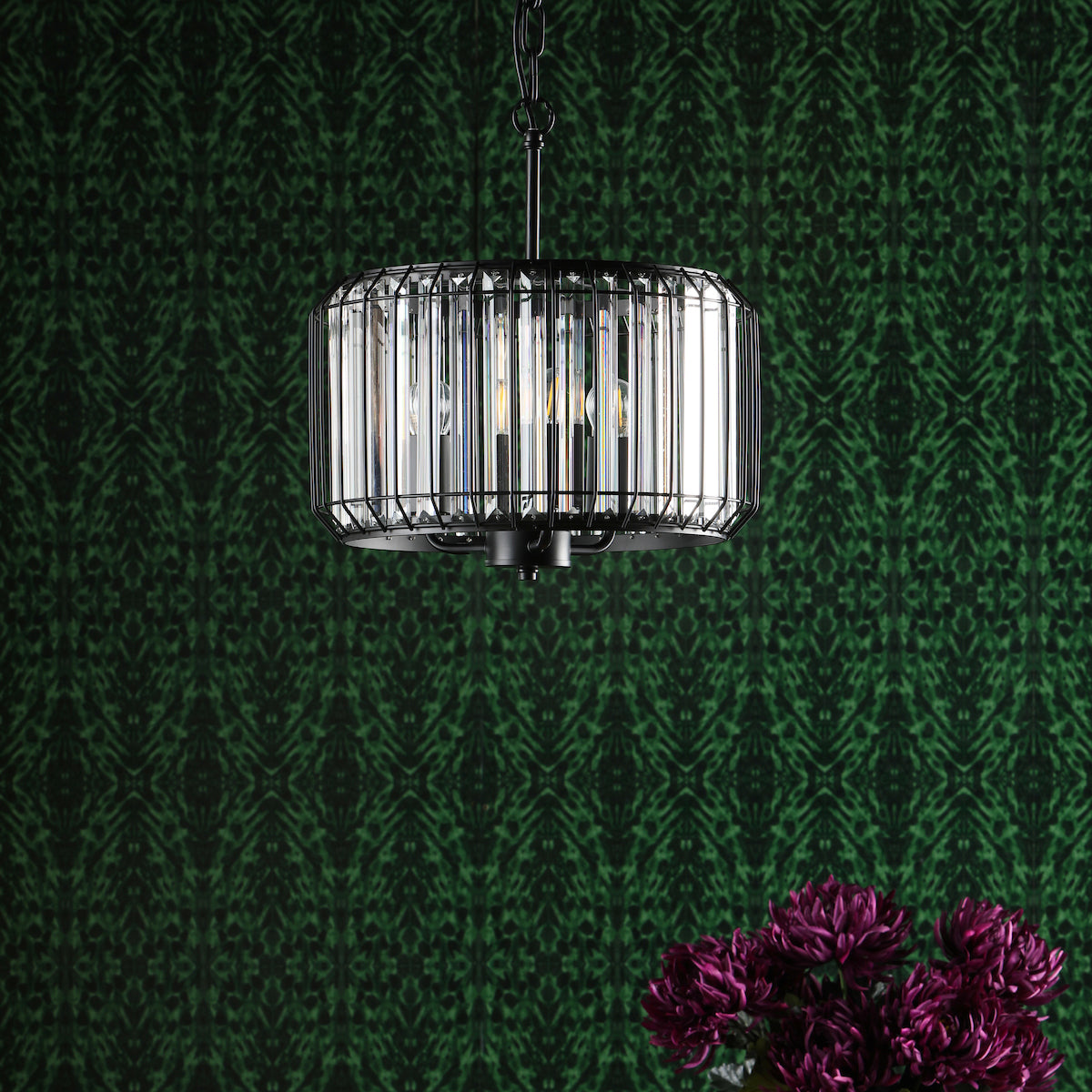 NAEVA 3LT PENDANT MATT BLACK & GLASS
