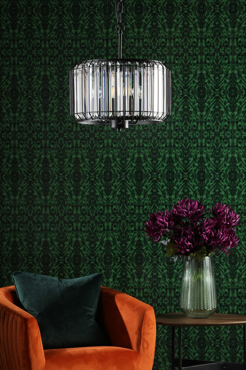 NAEVA 3LT PENDANT MATT BLACK & GLASS